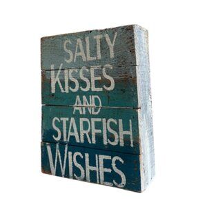 Beachy Teal 'Salty Kisses & Starfish Wishes' Decor Sign | Perfect Coastal Art